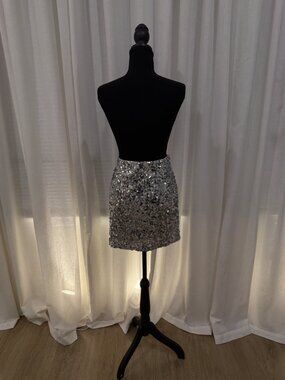 MANER Women's Sequin Skirt Sparkle Stretchy Bodycon Mini Skirts Night Out Party
